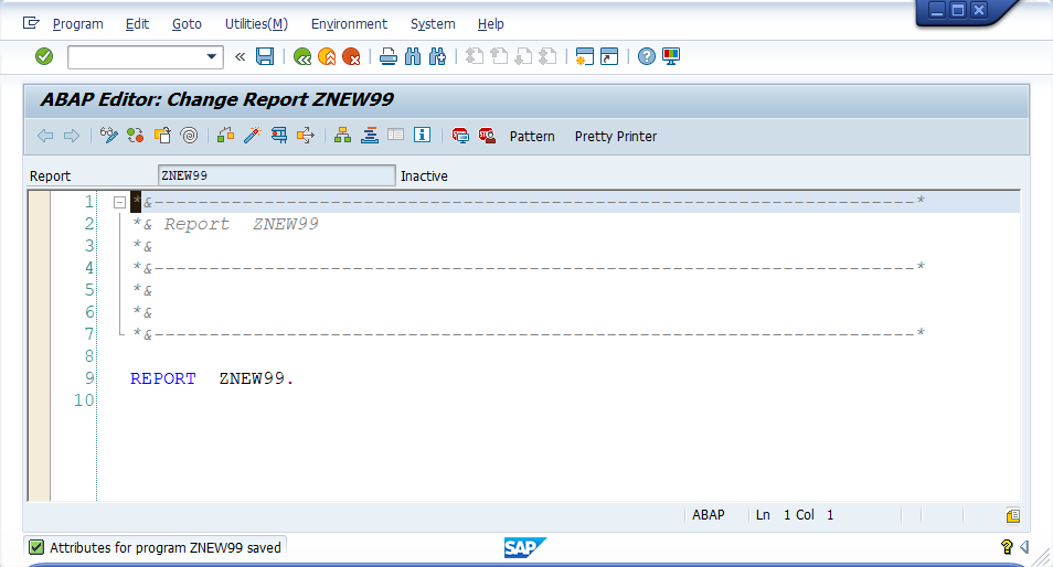 ABAP editor for program