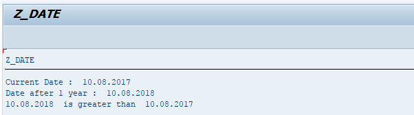 Date Comparision Example Output