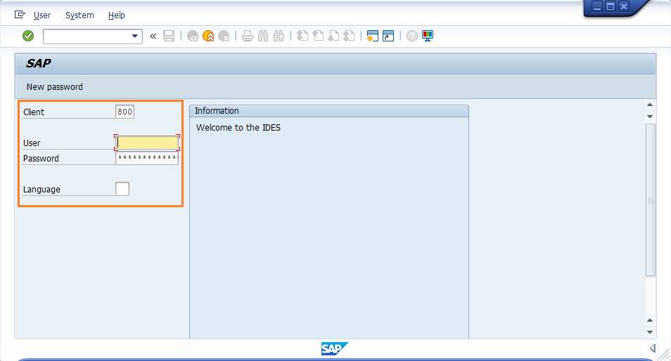 SAP logon Screen