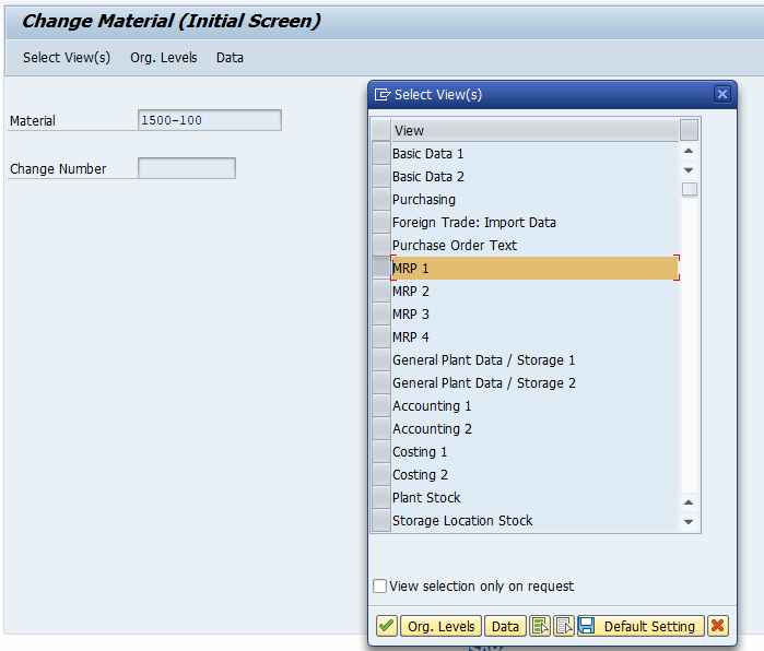 Assigning materials to profit center