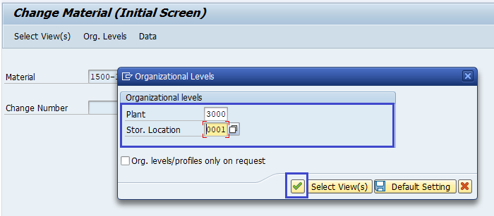 Assigning materials to profit center