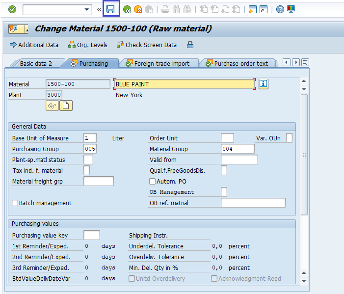 Assigning materials to profit center
