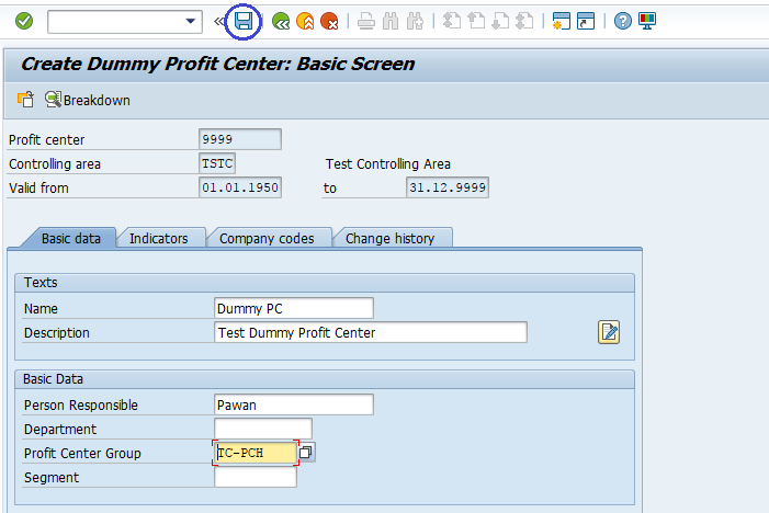 Dummy Profit Center