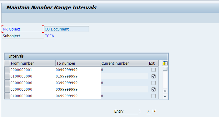 Maintain Number Ranges for controlling documents