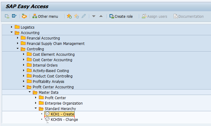 Profit Center Standard Hierarchy