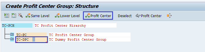 Profit Center Standard Hierarchy