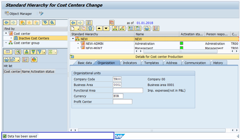 Cost Center Hierarchy