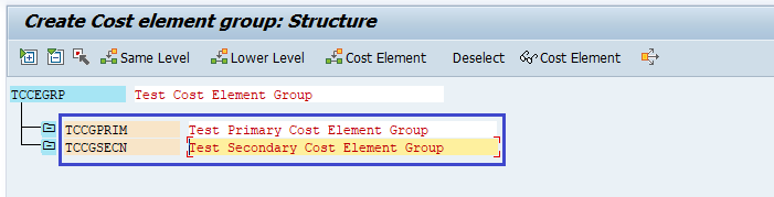 Cost Element Group