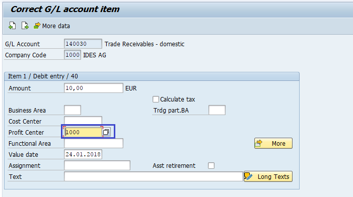 Postings to Profit Center