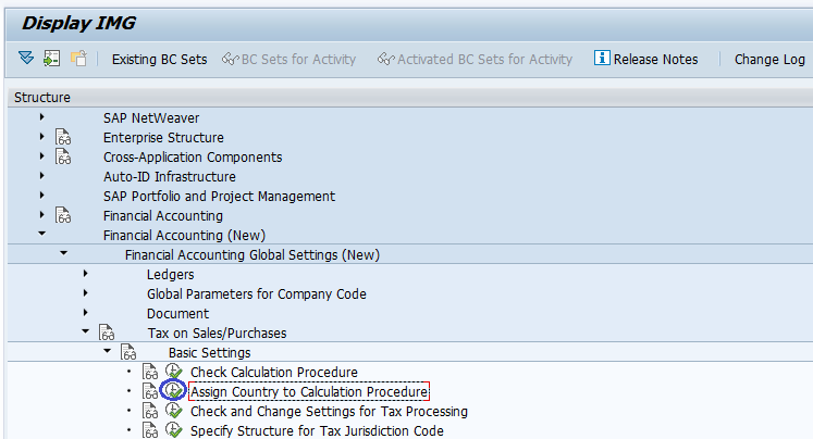 Assign Country to Check Calculation Procedure