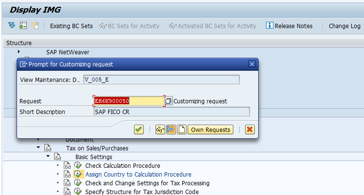 Assign Country to Check Calculation Procedure