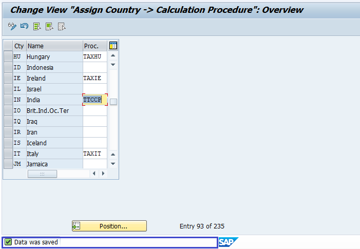 Assign Country to Check Calculation Procedure