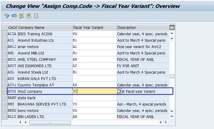 Assign Company Code to Fiscal Year Variant