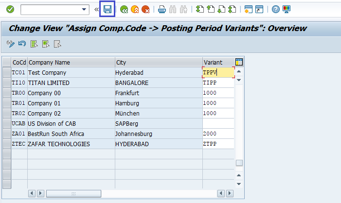 Assign Variant to Company Code