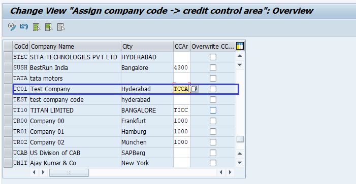 Assign Company code to Credit Control Area