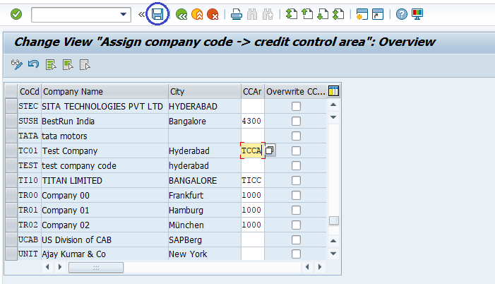 Assign Company code to Credit Control Area