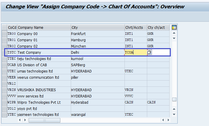 Assign company code to chart of Account