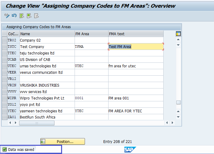 Assign Company Code to Financial Management Area