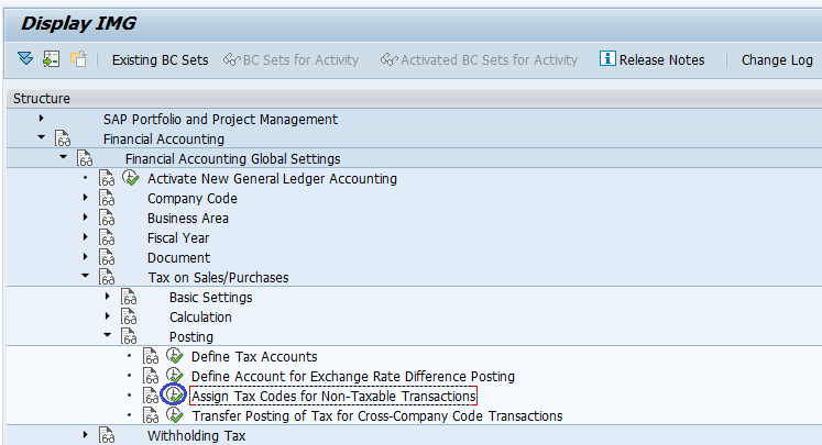 Assign Tax code to Non taxable transactions