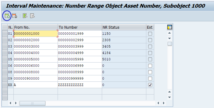 Asset Number Range Intervals