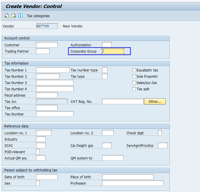 Create Vendor Master Data