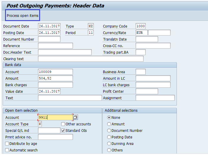 Post Partial Outgoing Payments