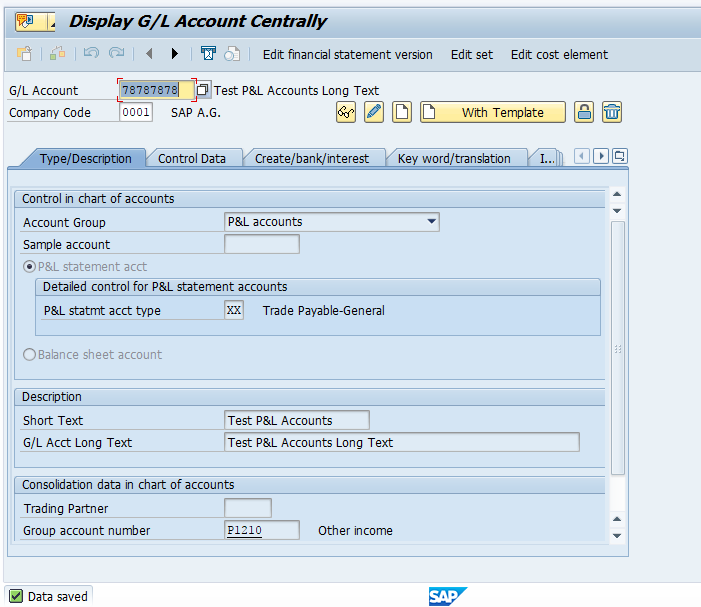 Modify General Ledger Account