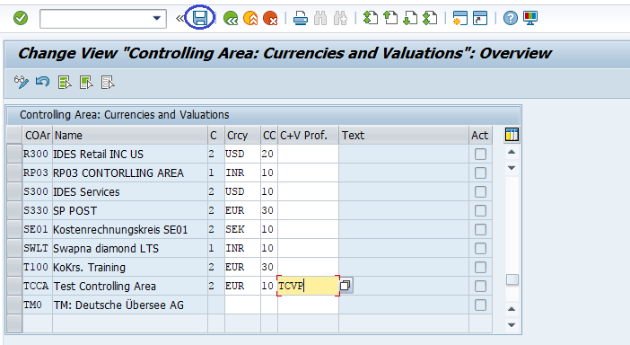 Assign Currency and valuation profile to Controlling Area