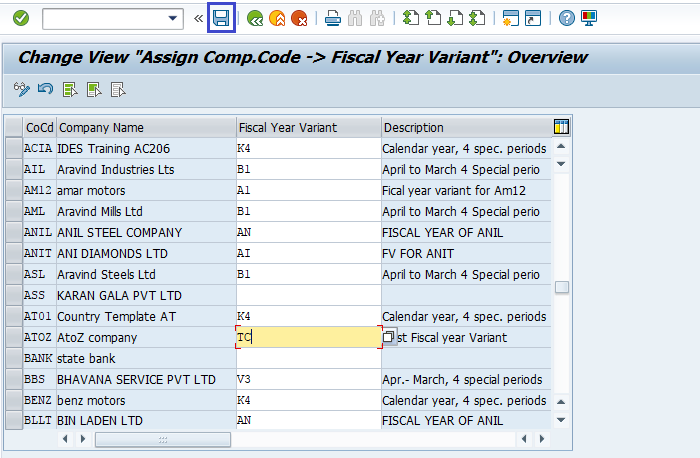 Assign Company Code to Fiscal Year Variant