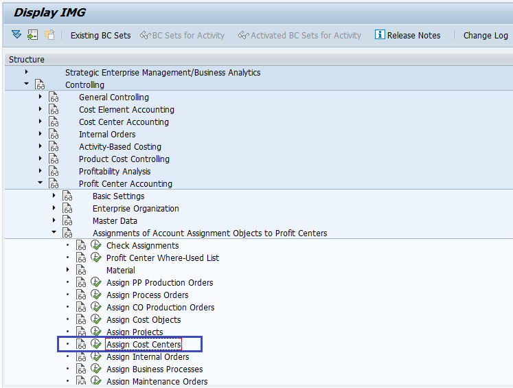 please assign account assignment object to a profit center