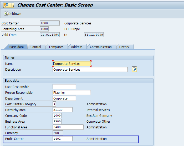 Assigning Cost Centers to Profit Center