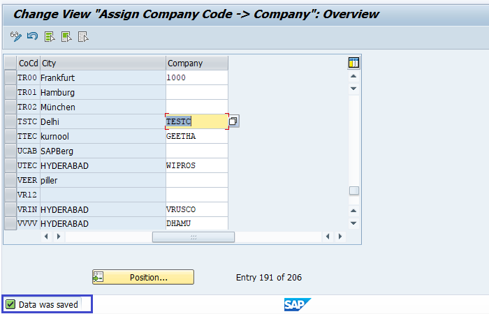 Assign Company Code To Company