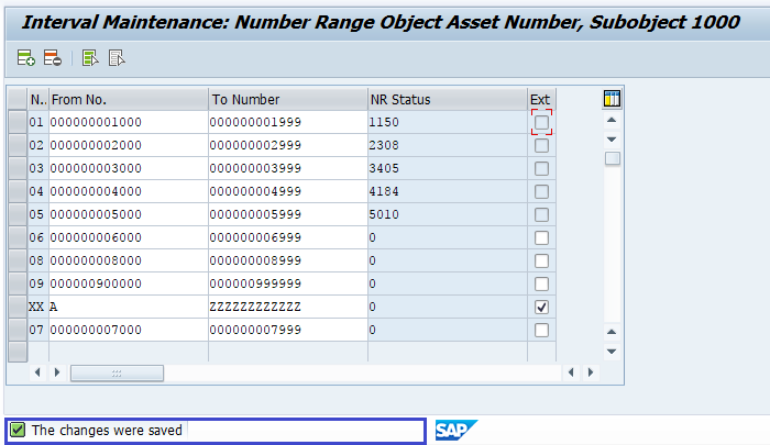 Asset Number Range Intervals