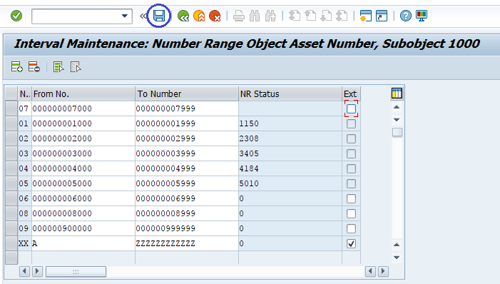 Asset Number Range Intervals