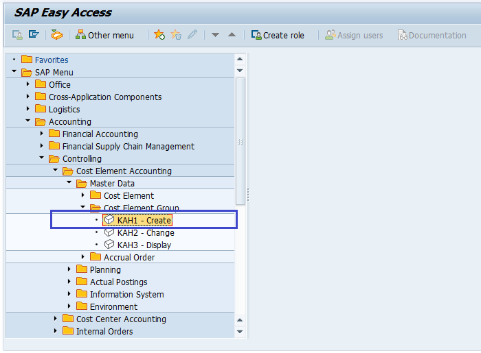 cost center group assignment sap