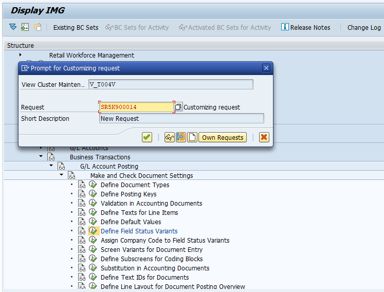 Field Status Variant and Field Status Group