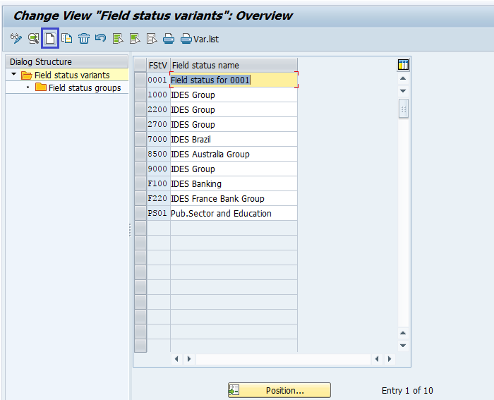 Field Status Variant and Field Status Group