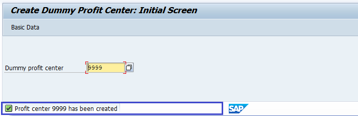 Dummy Profit Center