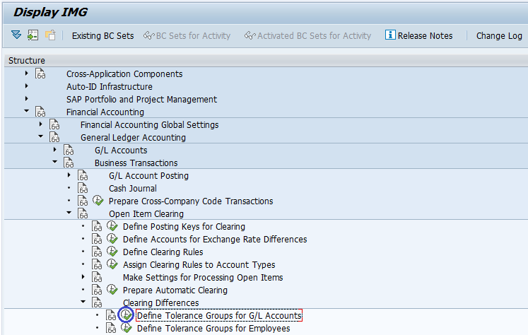 Tolerance Group for G/L Account