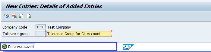 Tolerance Group for G/L Account