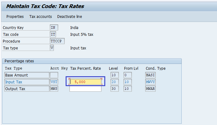 Maintain Tax codes for Sales and Purchases