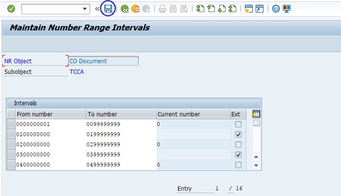 Maintain Number Ranges for controlling documents
