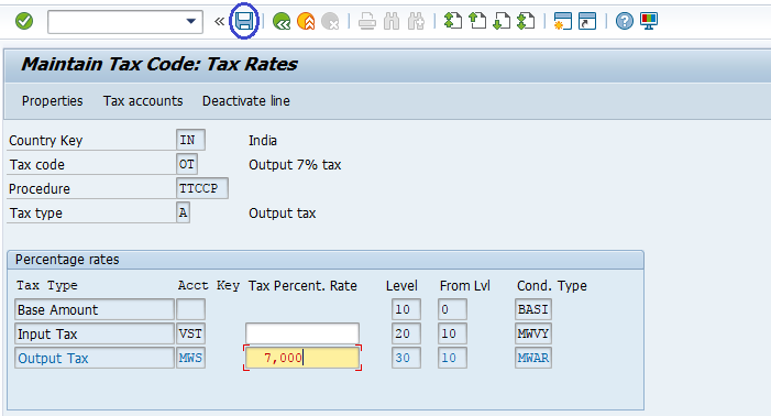 Maintain Tax codes for Sales and Purchases