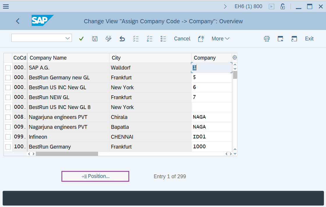 Assign company code to company