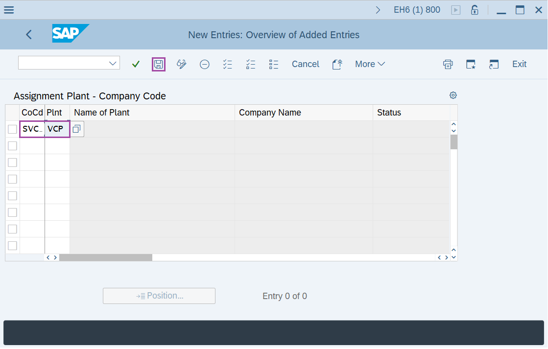 Assign plant to company code