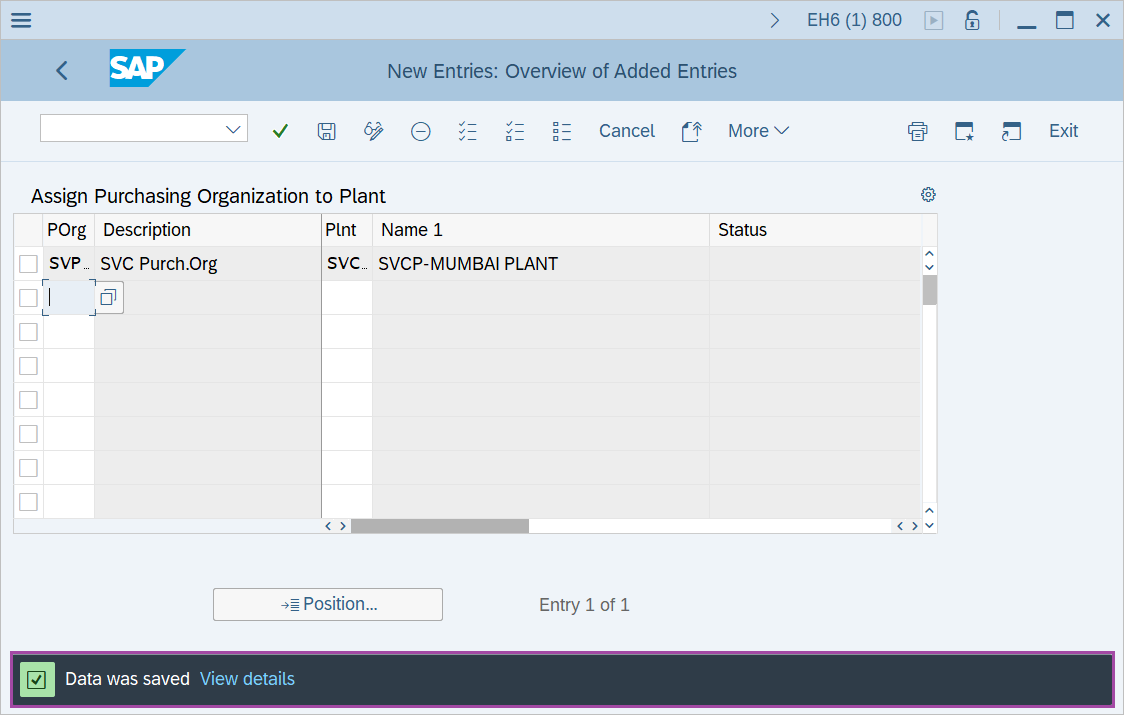 Assign purchase organization to plant in SAP