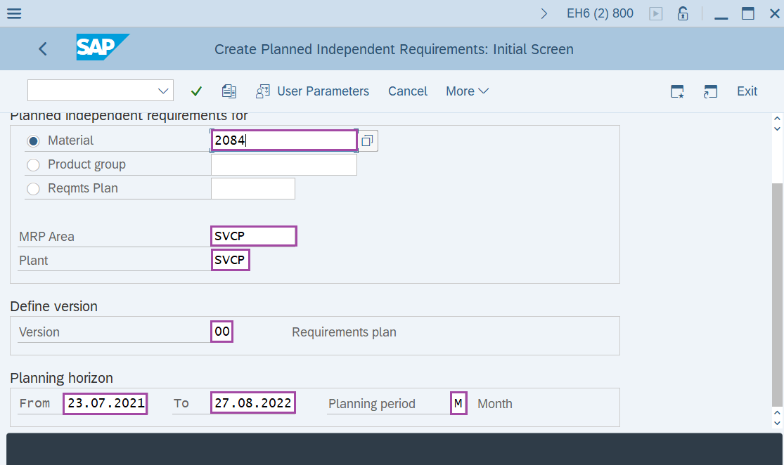 Create Inactive version of Planned Independent requirement