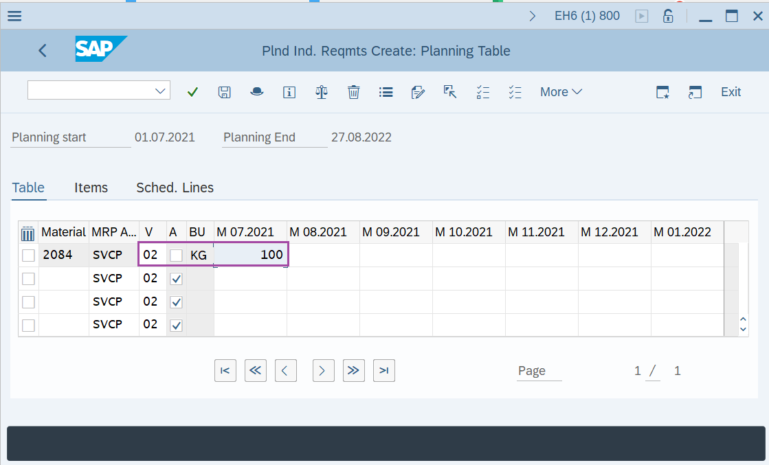 Create Inactive version of Planned Independent requirement