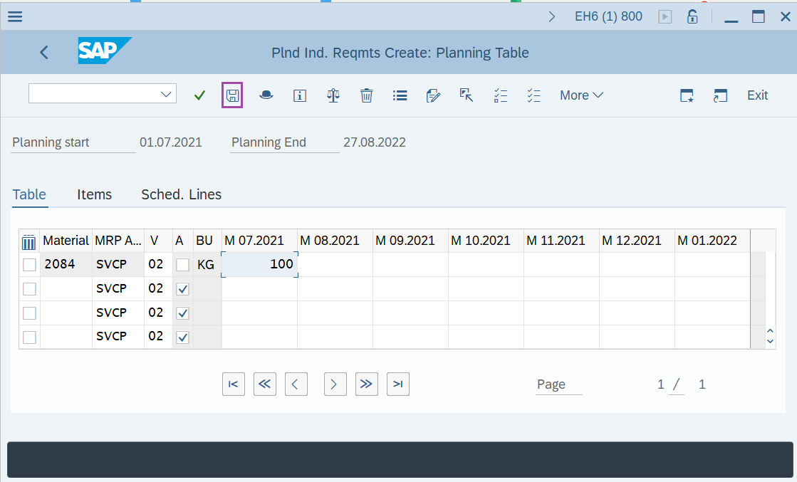 Create Inactive version of Planned Independent requirement