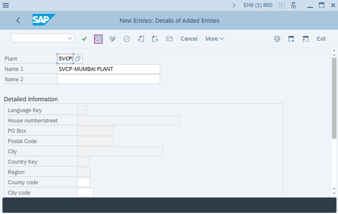 Define plant in SAP